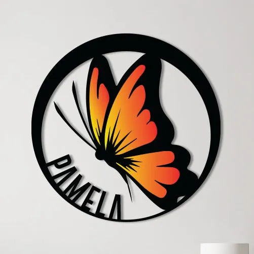 Colorful Butterfly Name Sign