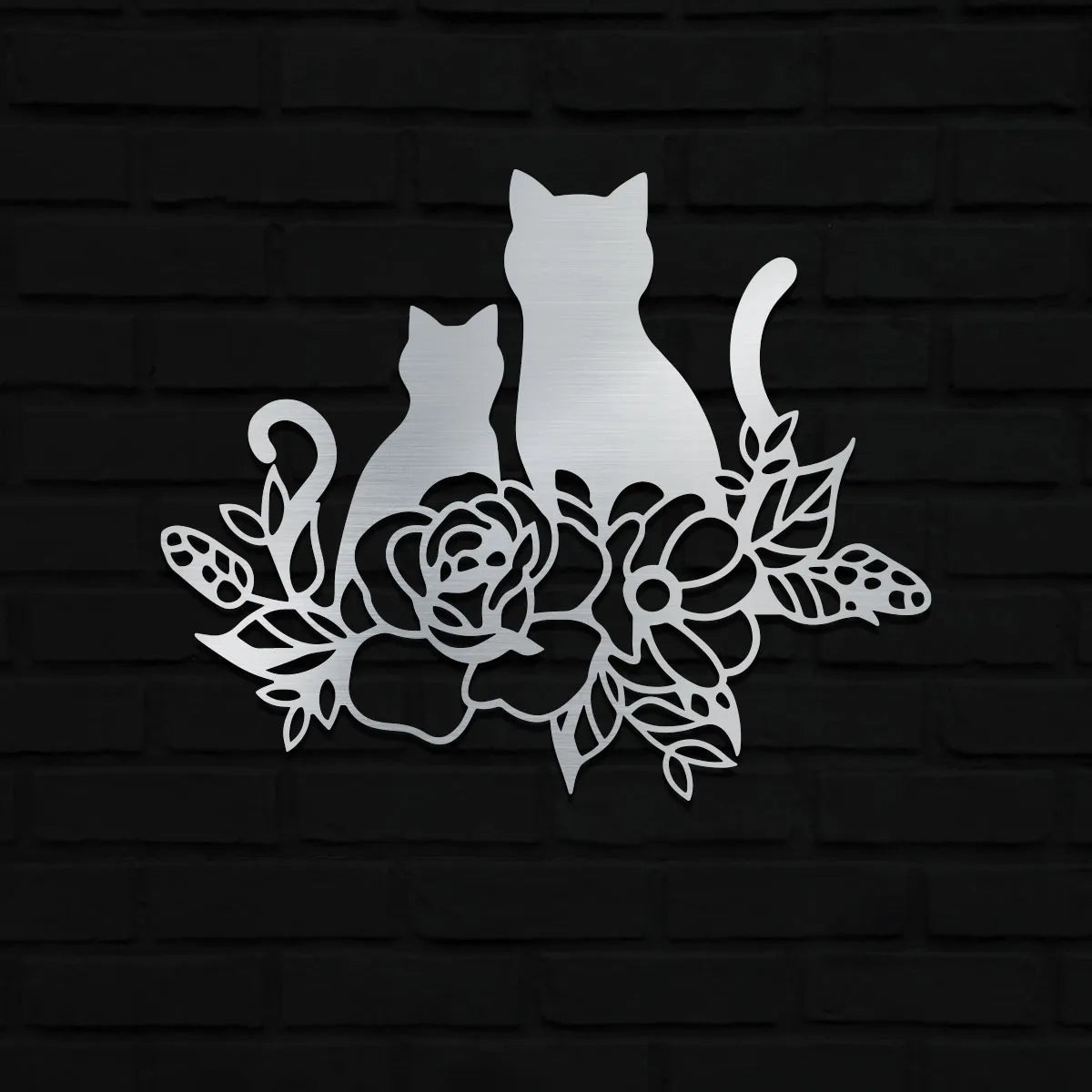 Cat and Kitten in Flowers Sign