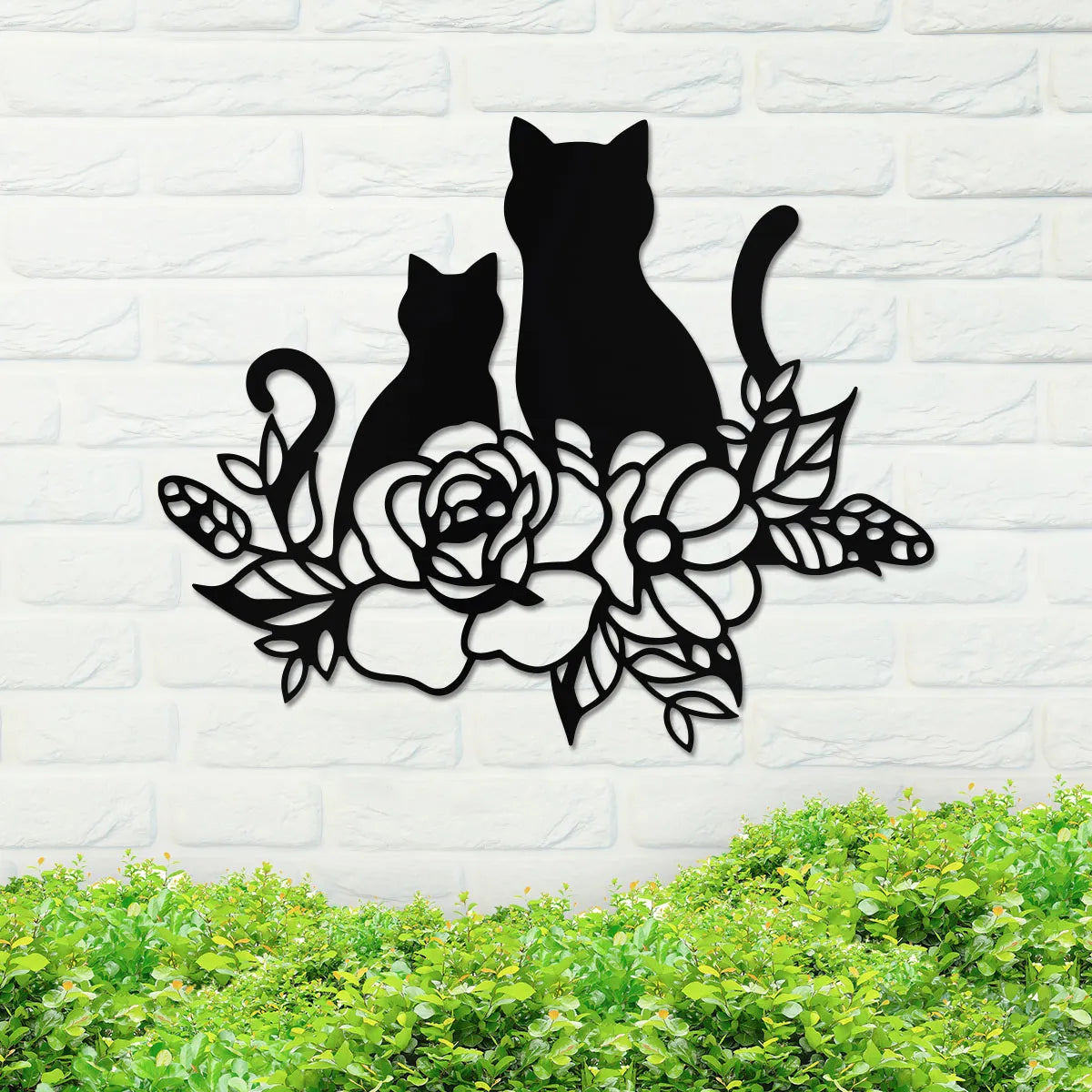 Cat and Kitten in Flowers Sign