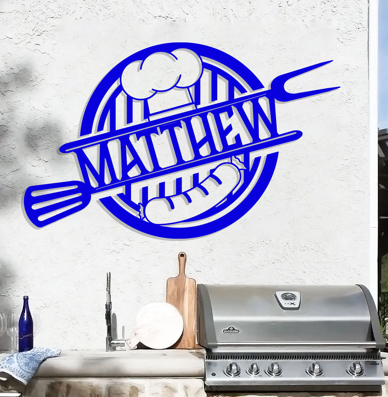 Personalized Grill Sign w Hat and Tools