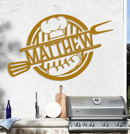 Personalized Grill Sign w Hat and Tools