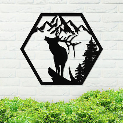 Deer on a Mountain Cliff Sign