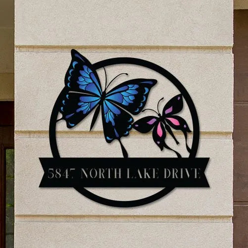 Colorful Butterflies Address Sign