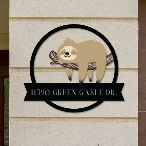 Colorful Sloth Address Sign – Apex Metal Signs