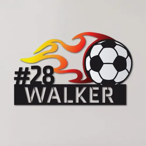 Colorful Flaming Soccer Name Sign