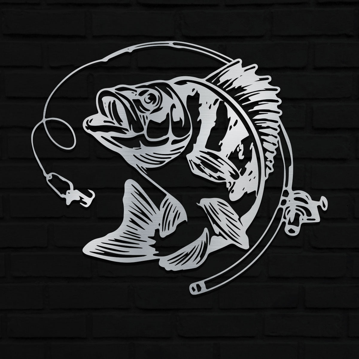 Bass Fishing w Rod Sign – Apex Metal Signs