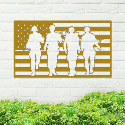 American Flag and Soldiers