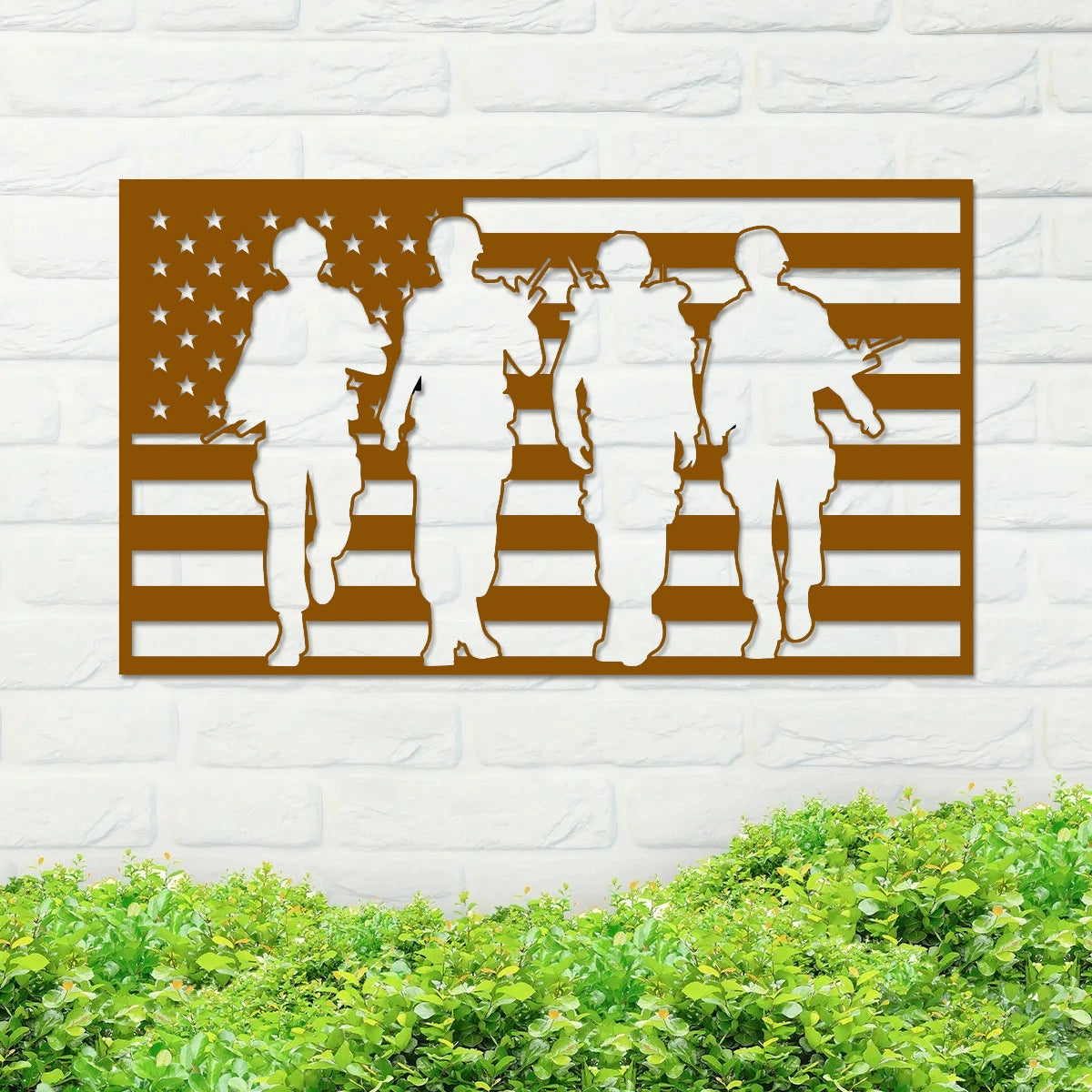 American Flag and Soldiers