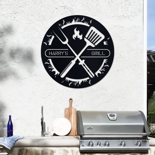 Personalized Grill Sign in Circle