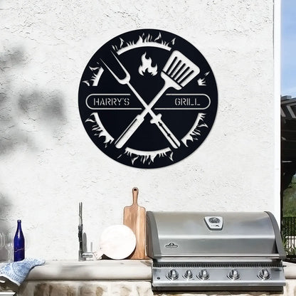 Personalized Grill Sign in Circle