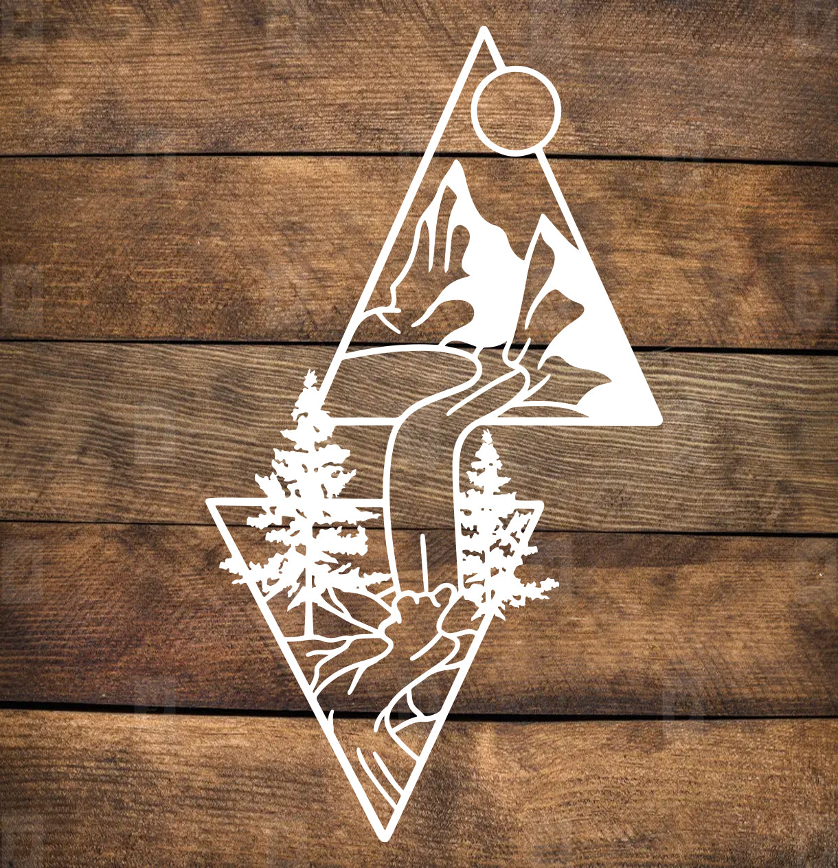 Mountain Landscape in Triangles Sign