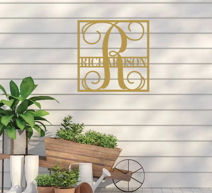 Fancy Split Monogram in Square Sign