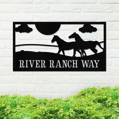 Horse Ranch House Number Sign