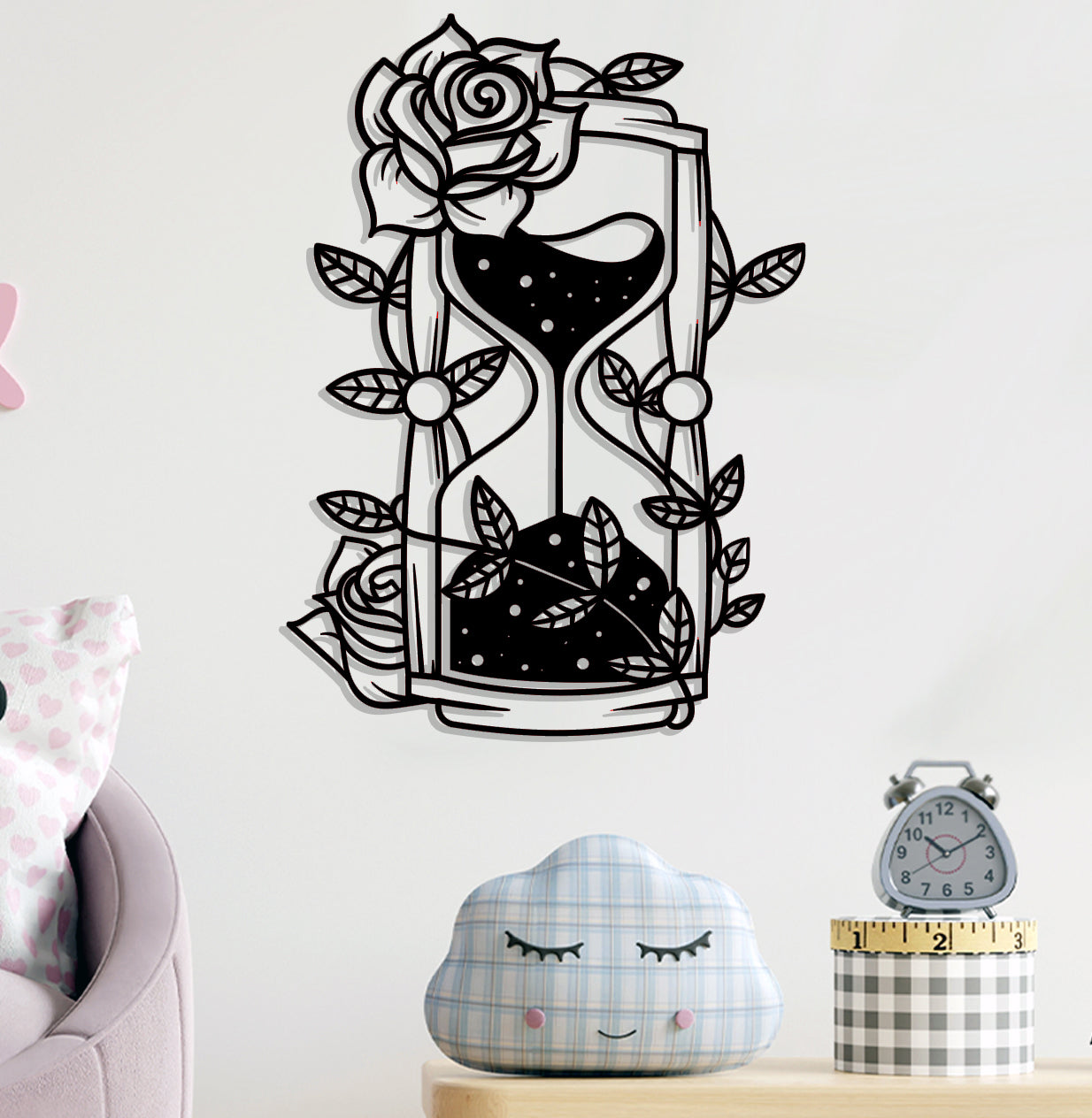 Hourglass w Rose Sign