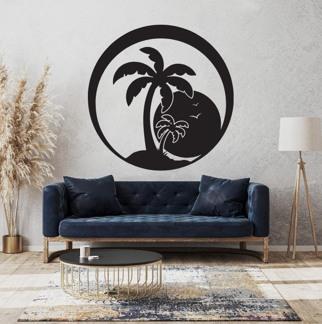 Island Sunset Palm Sign