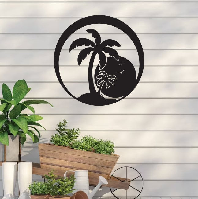 Island Sunset Palm Sign