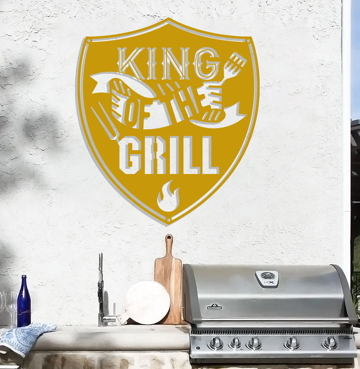 King of the Grill in Shield Sign