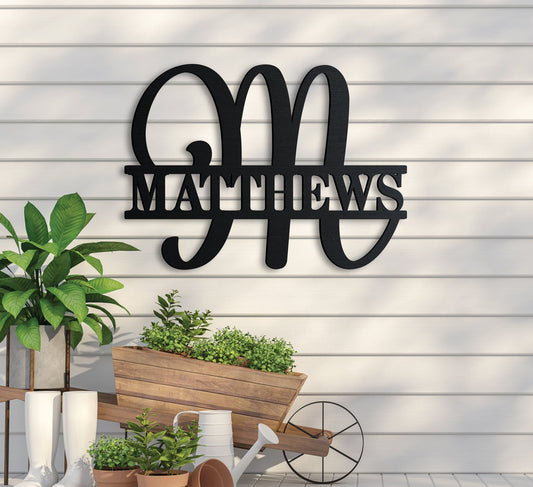 Fancy Split Monogram Sign