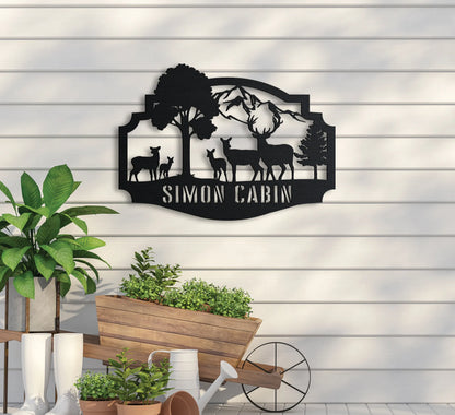 Forest Cabin Sign w/ Name