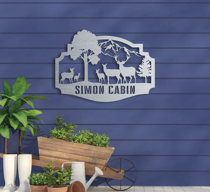 Forest Cabin Sign w/ Name