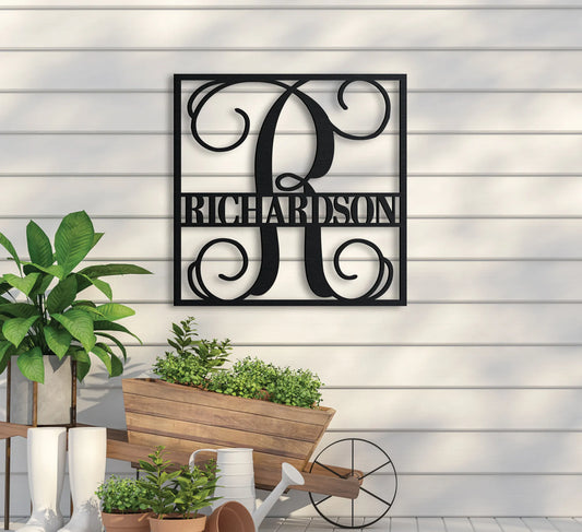 Fancy Split Monogram in Square Sign