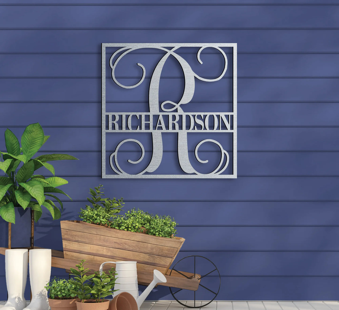 Fancy Split Monogram in Square Sign