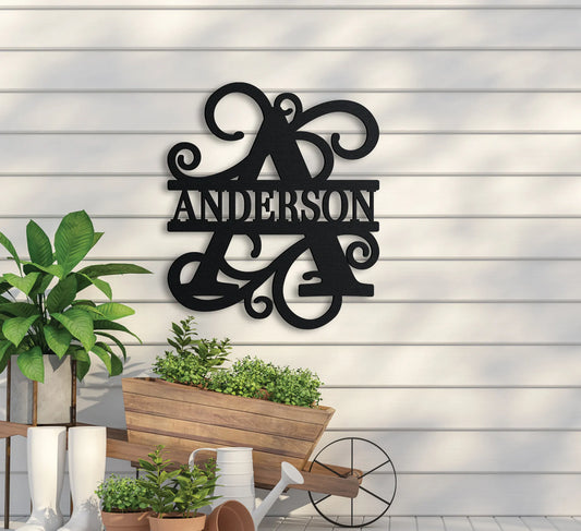 Vined Monogram Sign