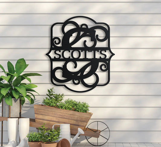 Split Monogram in Vines Sign