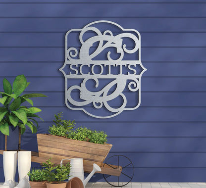 Split Monogram in Vines Sign