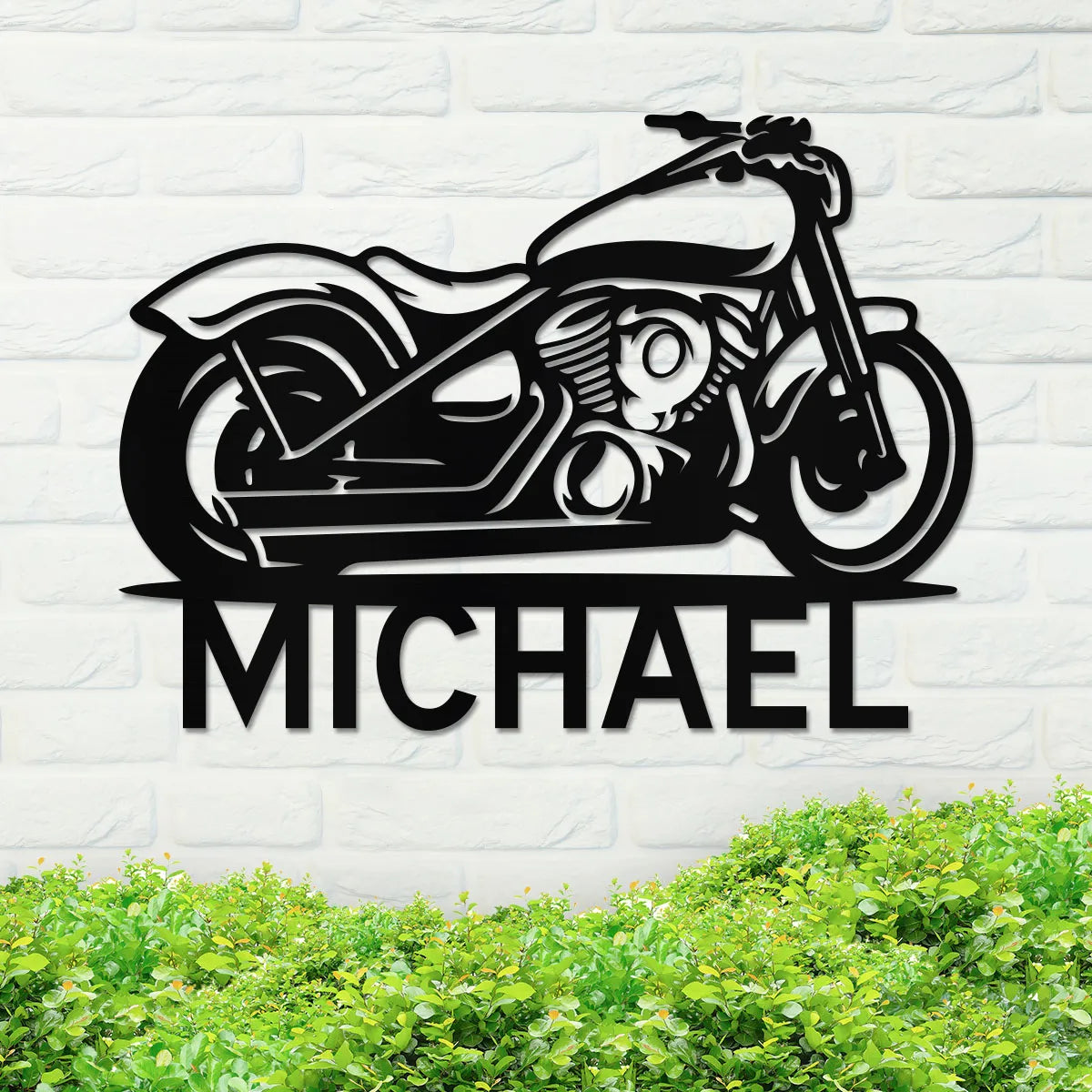 Motorcycle w Name Sign