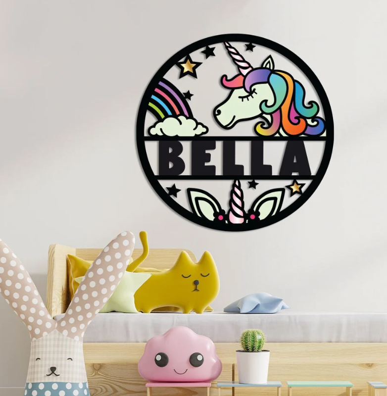 Unicorn Kids Nursery Sign