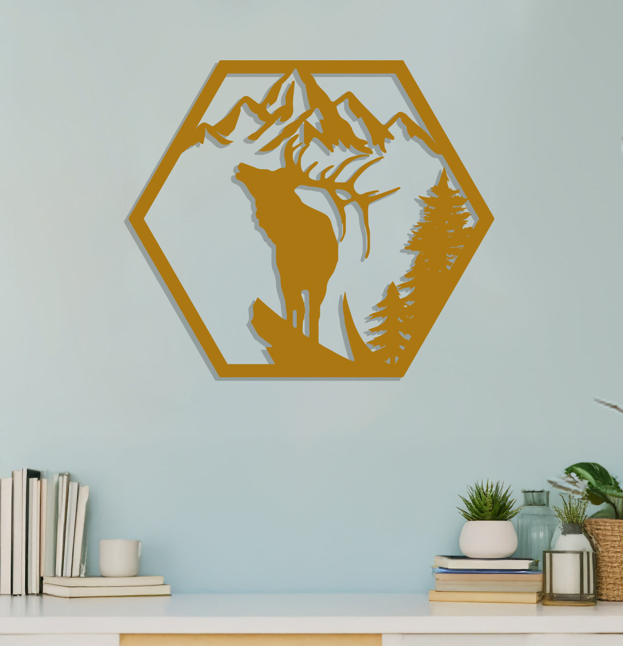 Deer on a Mountain Cliff Sign