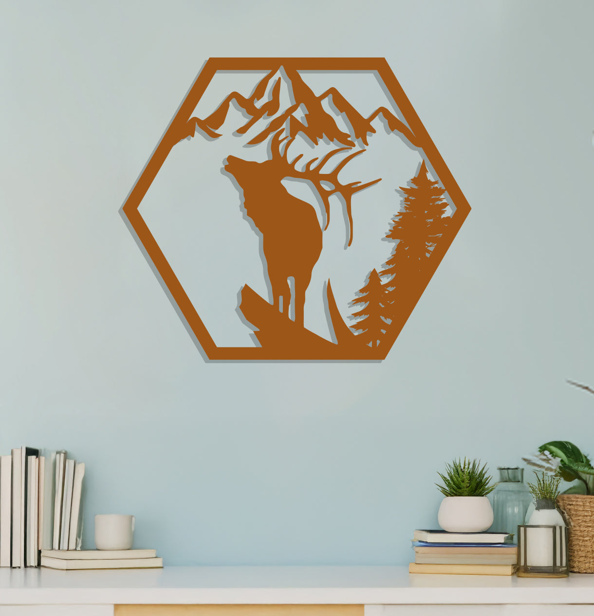 Deer on a Mountain Cliff Sign