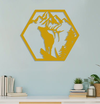 Deer on a Mountain Cliff Sign
