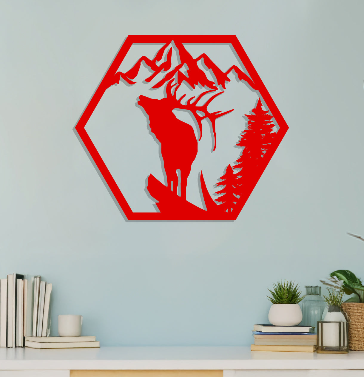 Deer on a Mountain Cliff Sign