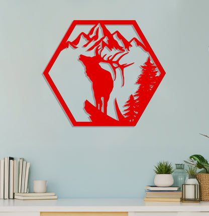 Deer on a Mountain Cliff Sign