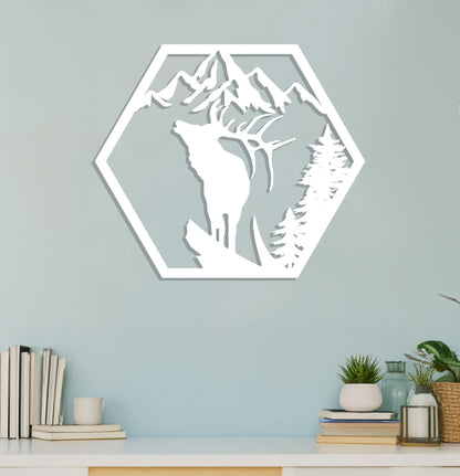 Deer on a Mountain Cliff Sign