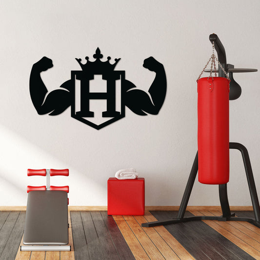 Crowned Monogram w Strong Arms Sign