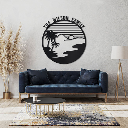 Island Sunset Circle Name Sign