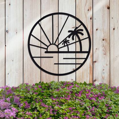 Island Sunset Palms Circle Sign