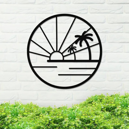 Island Sunset Palms Circle Sign