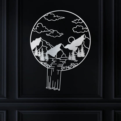 Mountain Landscape in Circle Sign