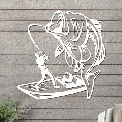 Bass Fishing On a Boat Sign