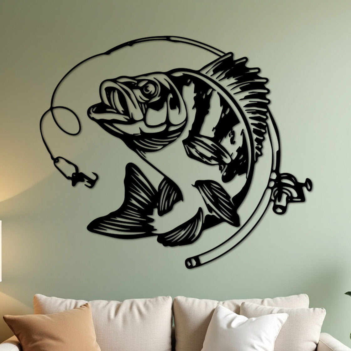 Bass Fishing w Rod Sign