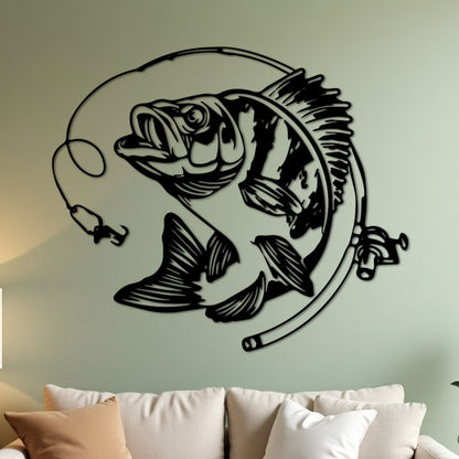 Bass Fishing w Rod Sign