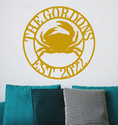 a living room with a couch and a wall decal
