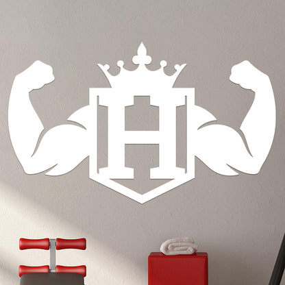 Crowned Monogram w Strong Arms Sign