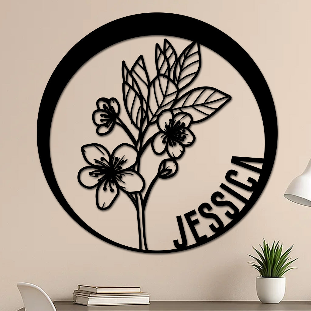 Custom Flower Metal Sign w Name