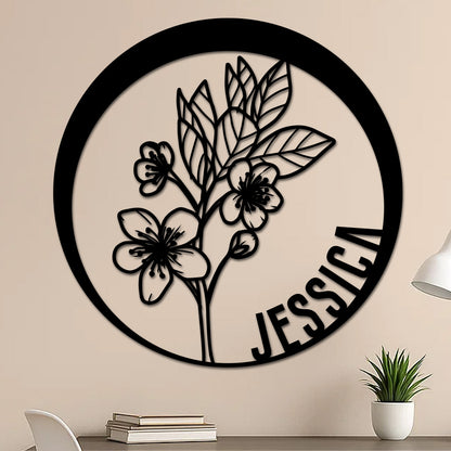 Custom Flower Metal Sign w Name