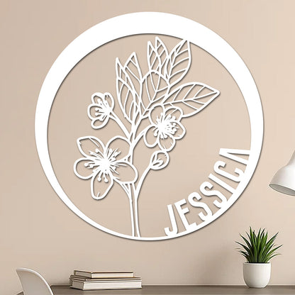 Custom Flower Metal Sign w Name